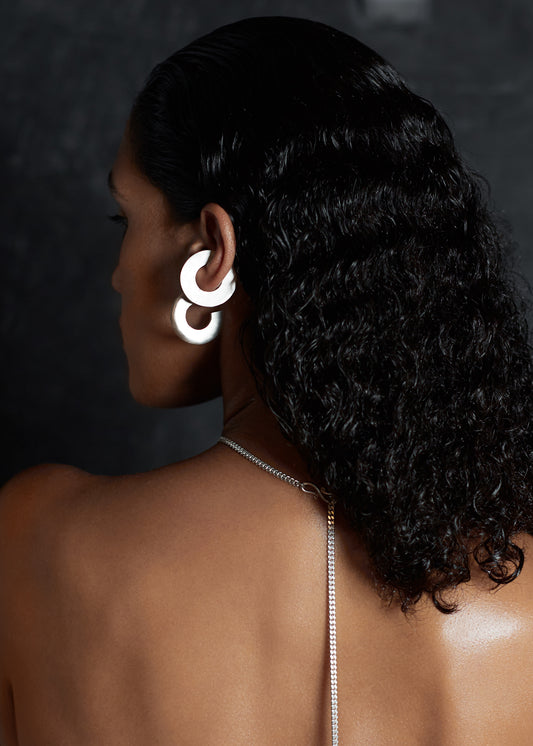 Silver Ear cuff Nour - Model Photo back 3